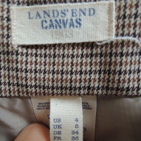 Lands' End Canvas Brown Houndstooth Ruffle Mini Skirt 4 *Fits 6-8 - Picture 9 of 10